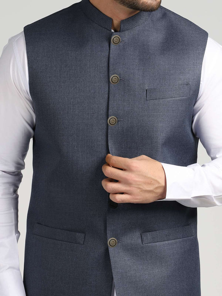 Dark Grey Textured Exclusive Range Tropical Formal Waist Coat (WC-176)