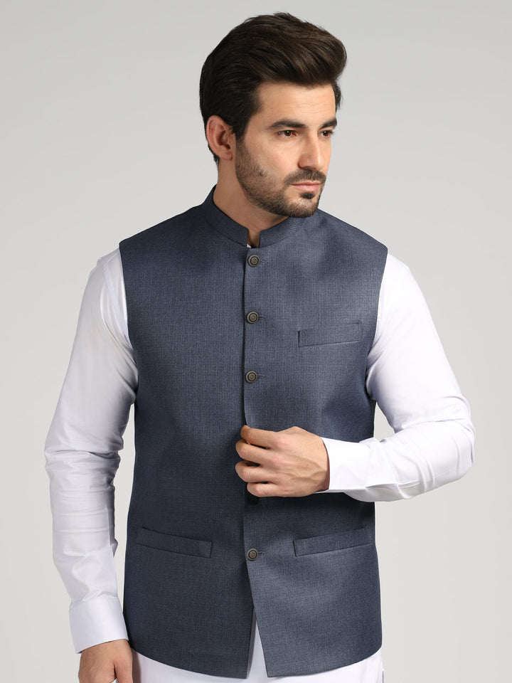 Dark Grey Textured Exclusive Range Tropical Formal Waist Coat (WC-176)