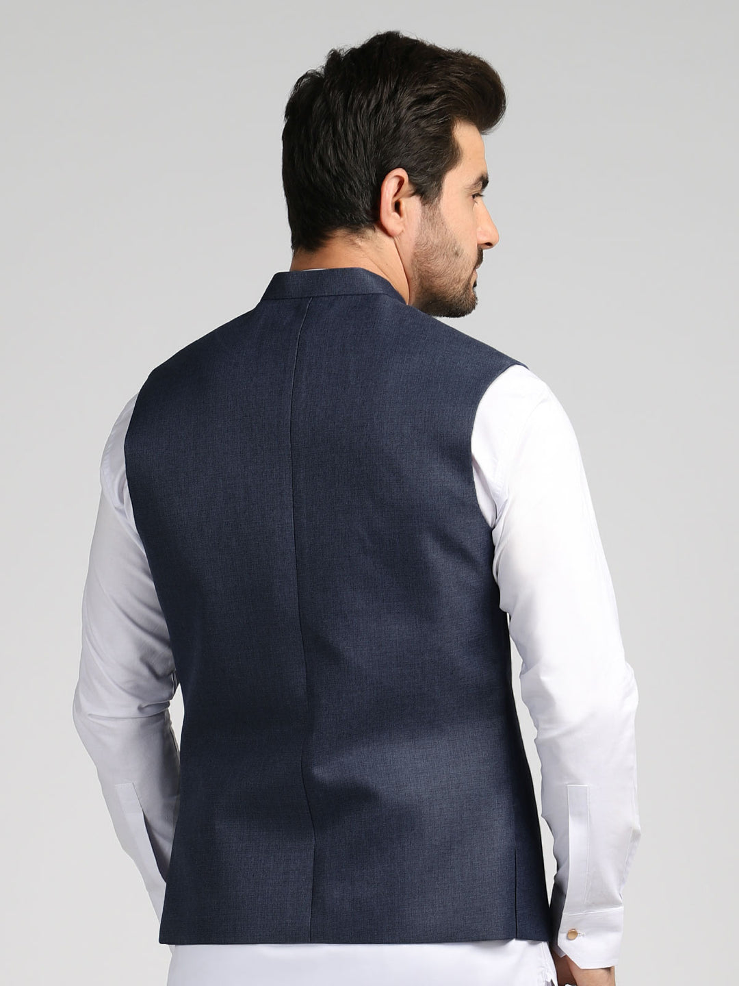 Dark Blue Textured Exclusive Range Tropical Formal Waist Coat (WC-178)