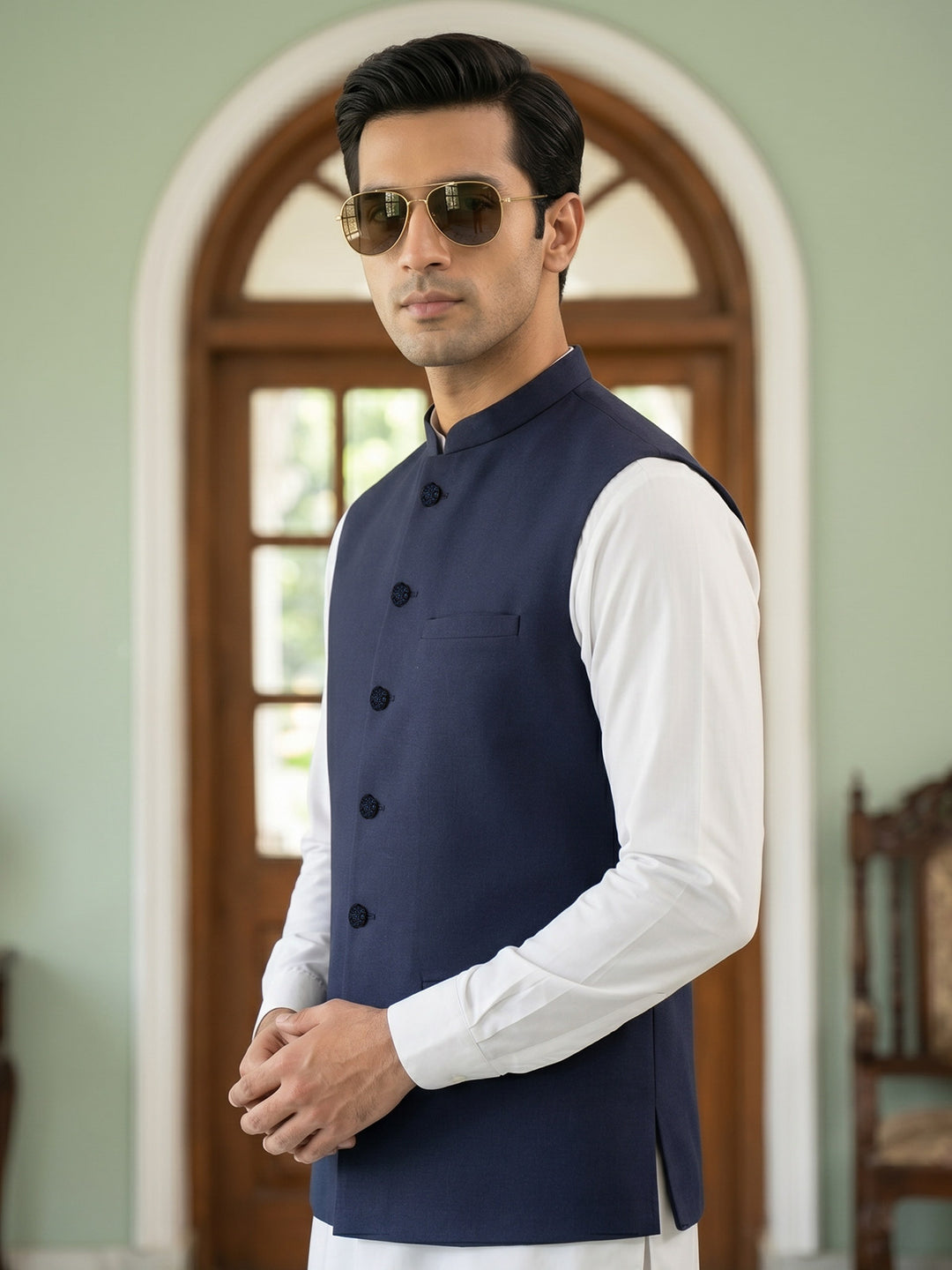 Navy Blue Waist Coat (WC-222)