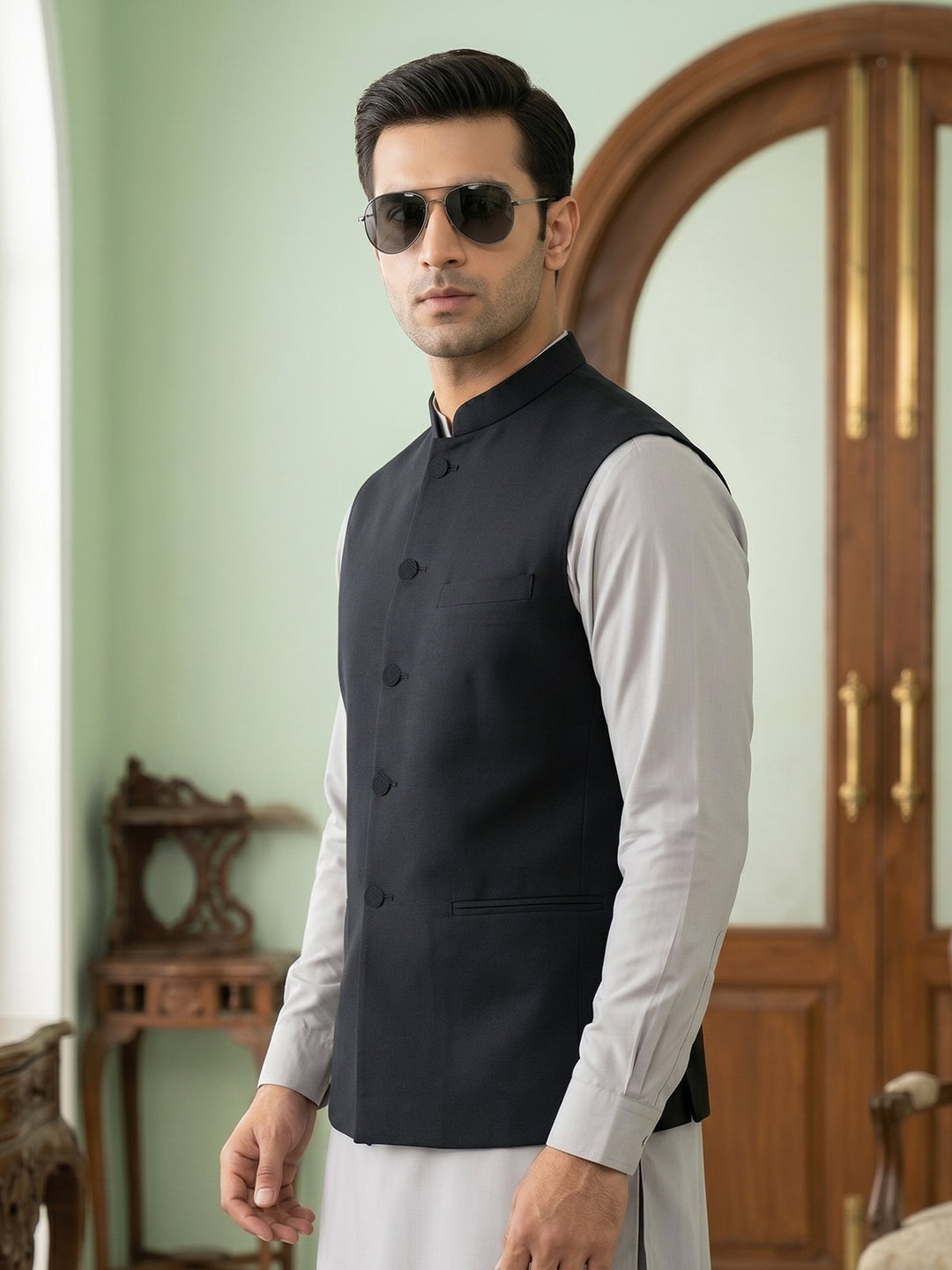 Black Waist Coat (WC-223)