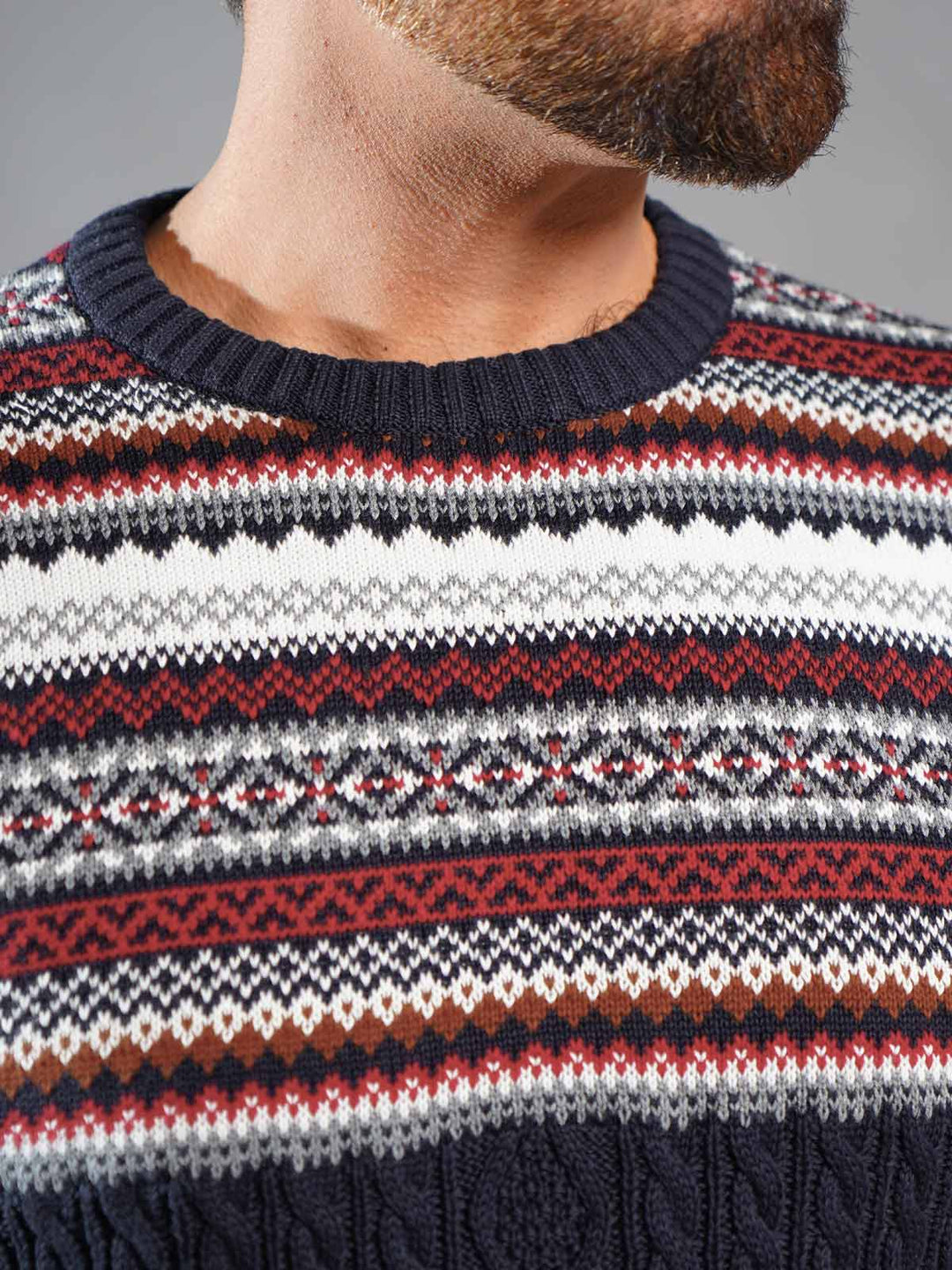 Navy Yarn Dyed Cable Knit Sweater (YDCKS-001)