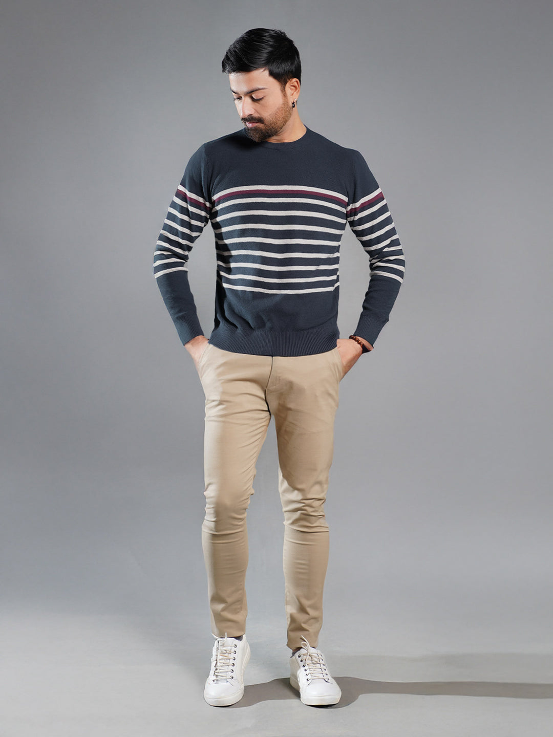 Navy Blue Yarn Dyed Plain Sweater (YDPS-001)