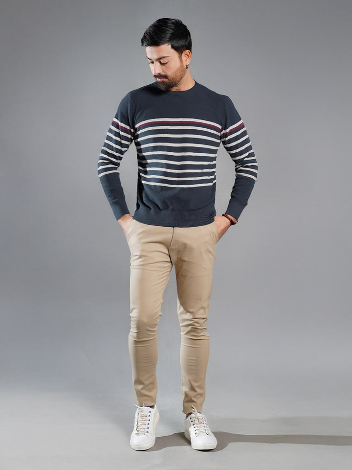 Navy Blue Yarn Dyed Plain Sweater (YDPS-001)