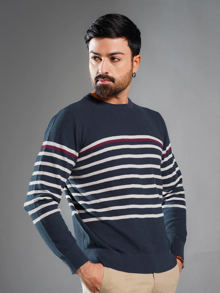 Navy Blue Yarn Dyed Plain Sweater (YDPS-001)