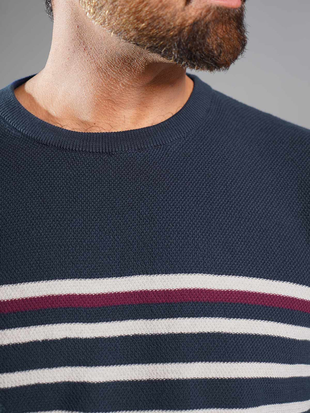 Navy Blue Yarn Dyed Plain Sweater (YDPS-001)