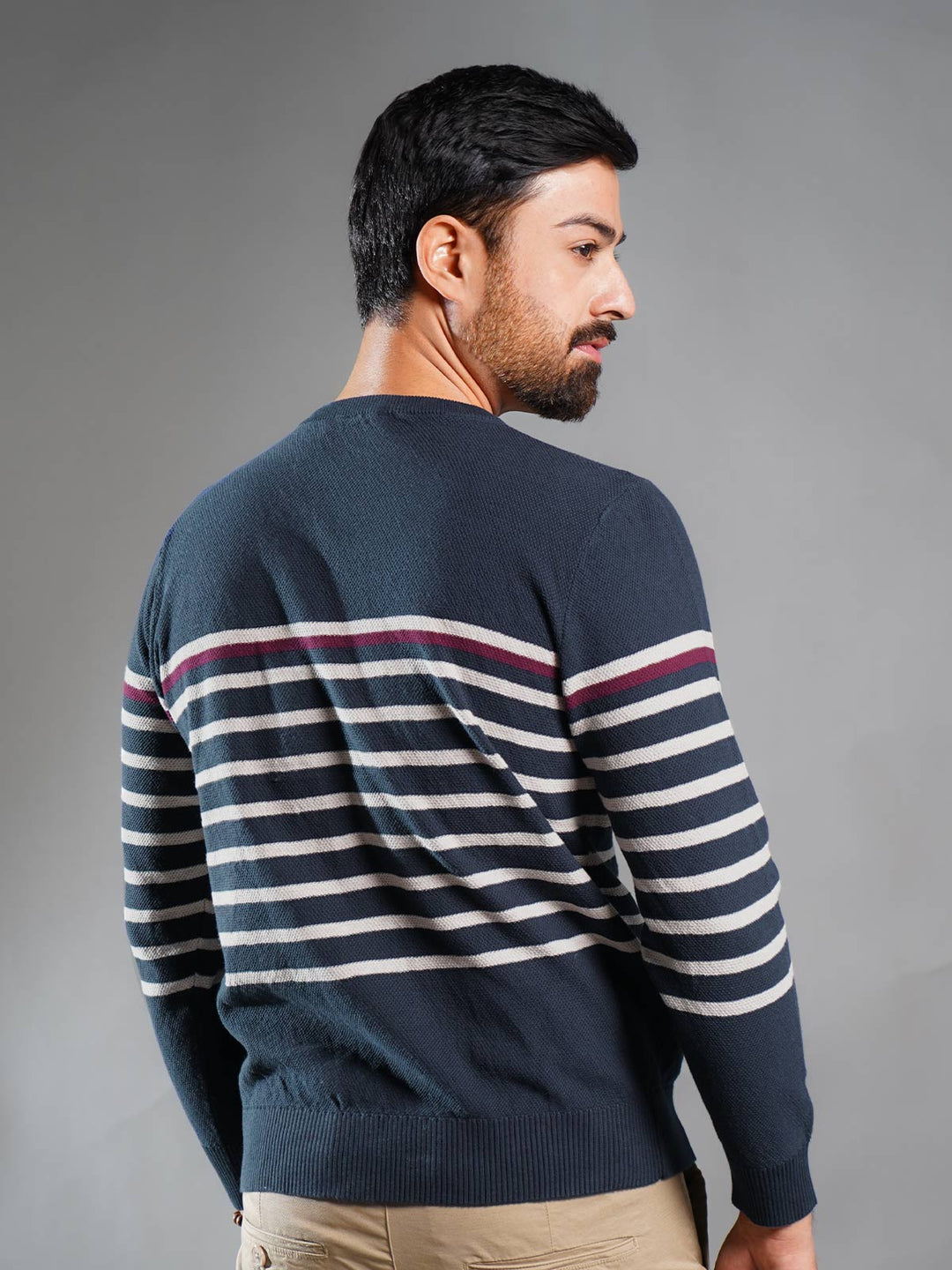 Navy Blue Yarn Dyed Plain Sweater (YDPS-001)