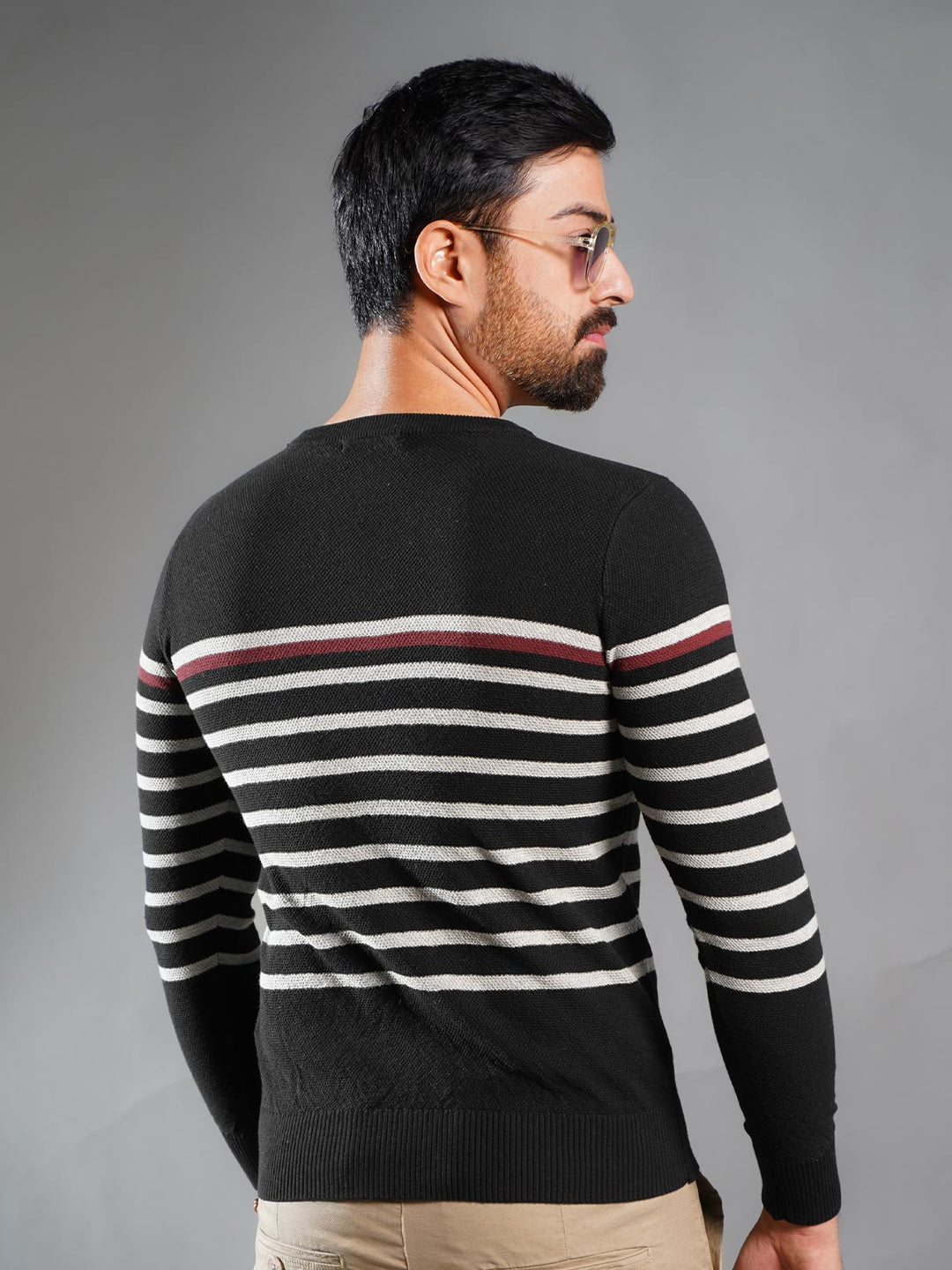 Black Yarn Dyed Plain Sweater (YDPS-003)