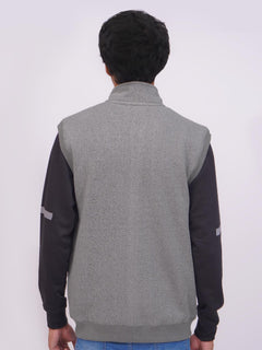 Grey Sleeveless Men's Zipper Sweater (ZSS-05)