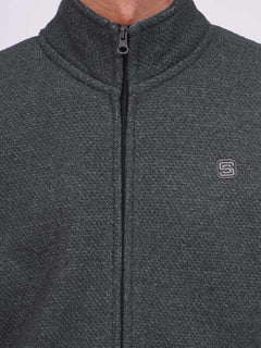 Charcoal Grey Sleeveless Men's Zipper Sweater (ZSS-07)