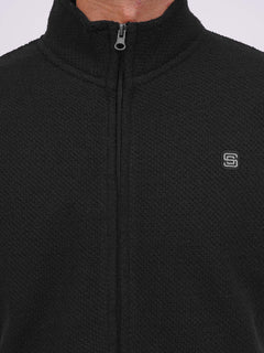 Black Sleeveless Men's Zipper Sweater (ZSS-09)
