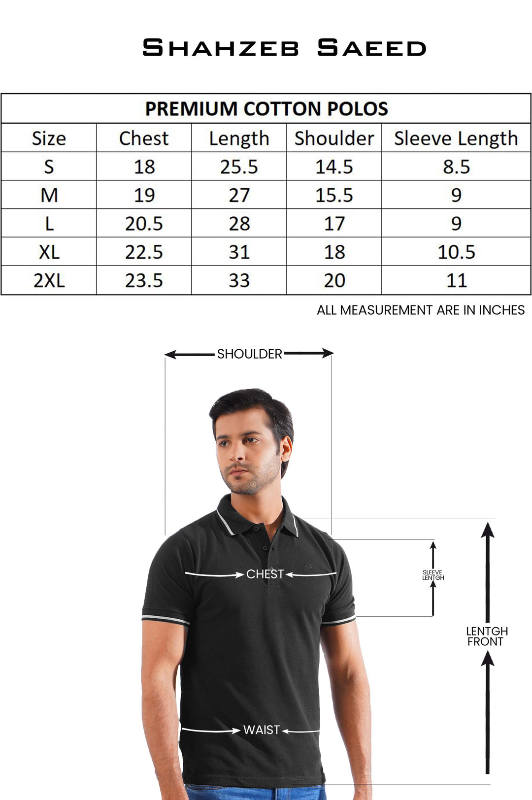 Black Classic Half Sleeves Cotton Polo T-Shirt (POLO-821)