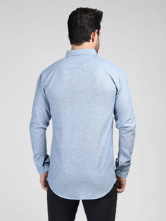 Blue Self Button Down Casual Shirt (CSW-421)