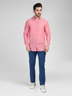 Dark Pink Self Button Down Casual Shirt (CSW-424)