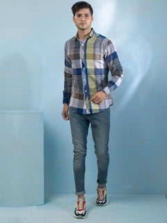 Multi Color Check Button Down Casual Shirt (CSW-472)