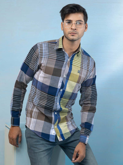 Multi Color Check Button Down Casual Shirt (CSW-472)