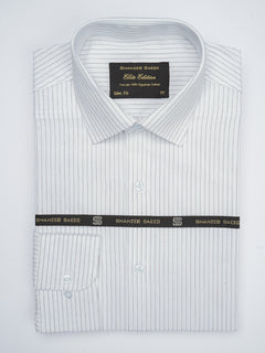 Black & White Striped, Elite Edition, French Collar Men’s Formal Shirt (FS-770)