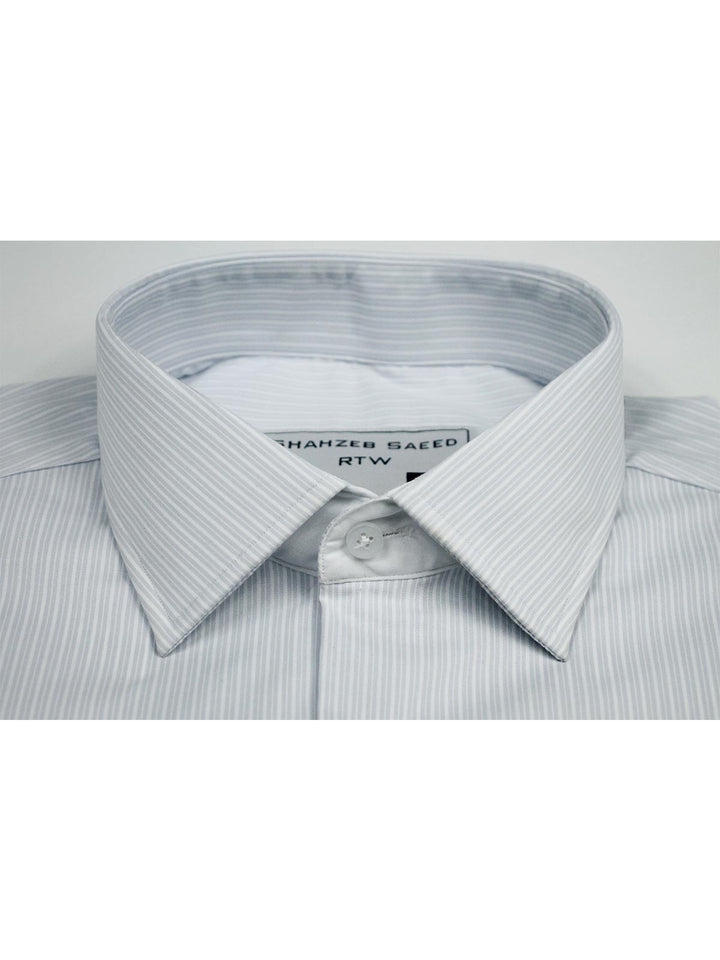 Light Grey Stripe, French Collar, Elite Edition, Men’s Formal Shirt  (RTW-2122)