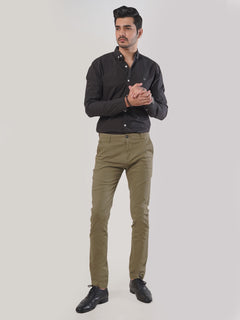 Dark Khaki Plain Cotton Chino Pant-25