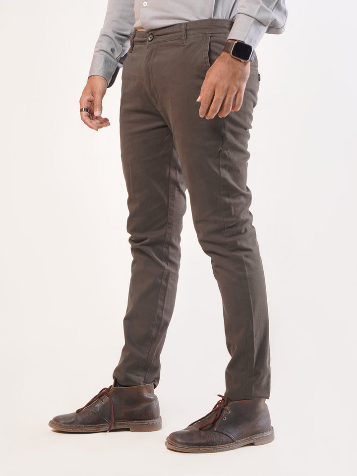 Chocolate Brown Plain Cotton Chino-24