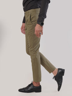 Dark Khaki Plain Cotton Chino Pant-25