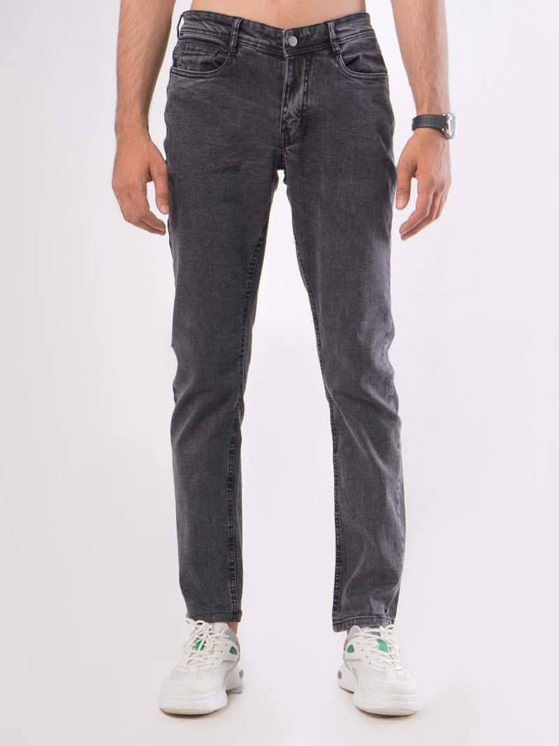 Charcoal Grey Stretchable Denim Jeans-29