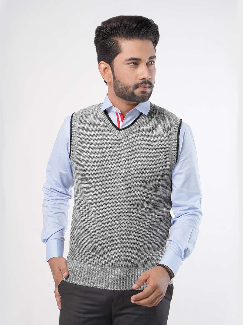 Light Grey Textured Sleeveless Sweater (SW-003)