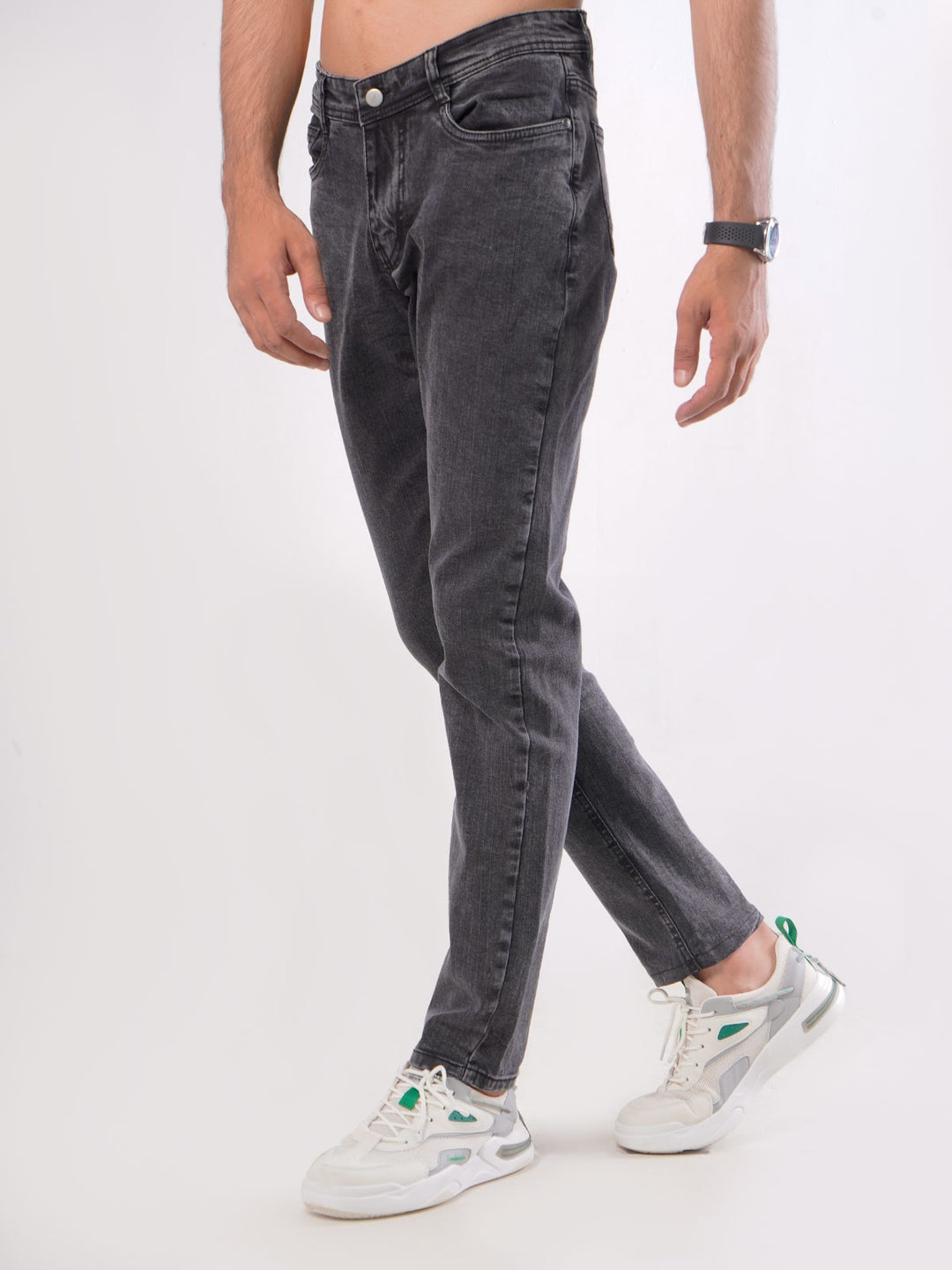 Charcoal Grey Stretchable Denim Jeans-29