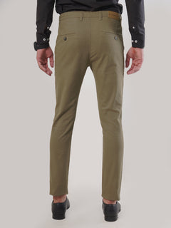 Dark Khaki Plain Cotton Chino Pant-25