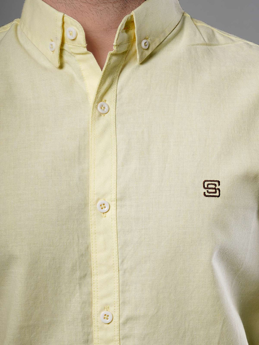 Yellow Plain Button Down Casual Shirt (CSB-100)