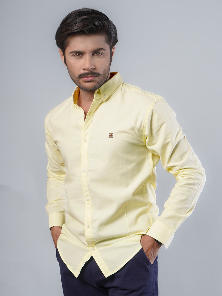 Yellow Plain Button Down Casual Shirt (CSB-100)