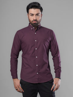 Maroon Plain Button Down Casual Shirt (CSB-105)