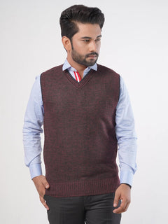 Maroon Textured Sleeveless Sweater (SW-001)