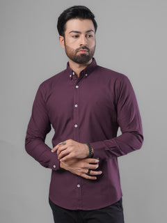 Maroon Plain Button Down Casual Shirt (CSB-105)