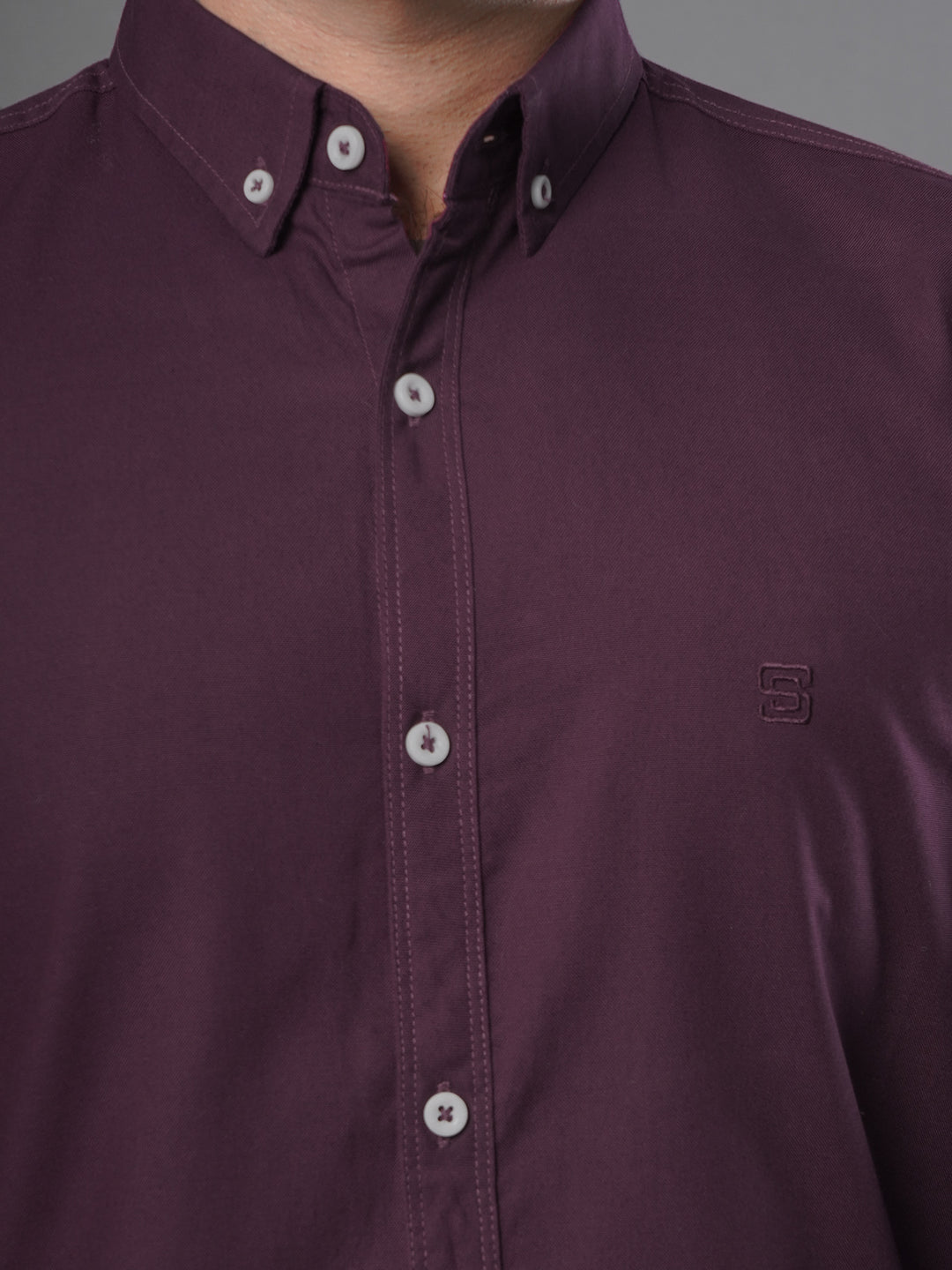 Maroon Plain Button Down Casual Shirt (CSB-105)