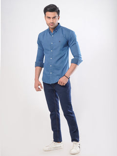 Mid Blue Button Down Denim Casual Shirt (CSD-002)