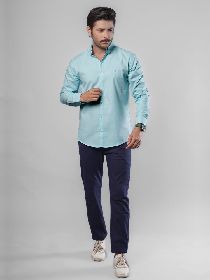 Sea Green Plain Button Down Casual Shirt (CSB-102)