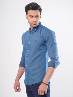 Mid Blue Button Down Denim Casual Shirt (CSD-002)