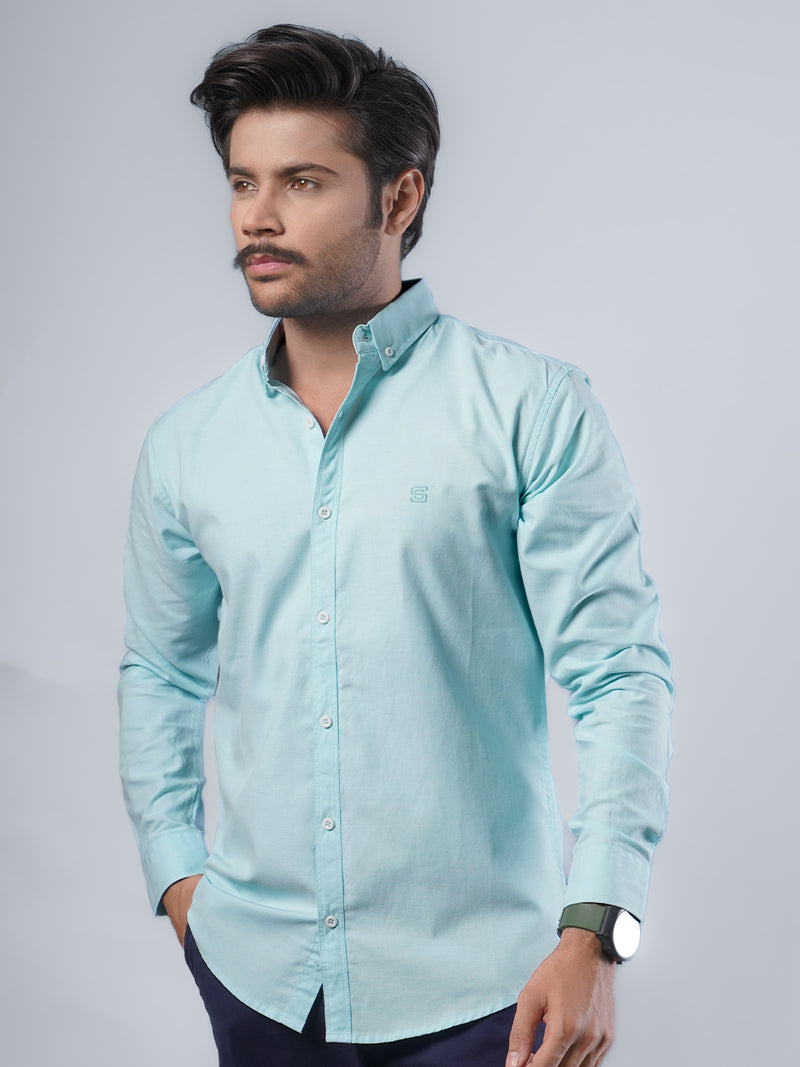 Sea Green Plain Button Down Casual Shirt (CSB-102)