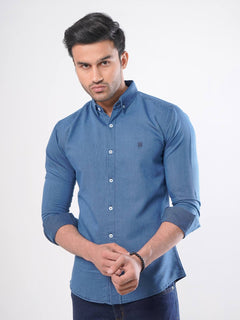 Mid Blue Button Down Denim Casual Shirt (CSD-002)