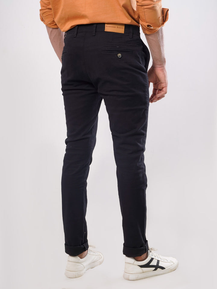 Black Plain Cotton Chino Pant-25