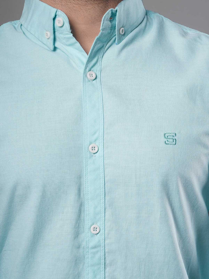 Sea Green Plain Button Down Casual Shirt (CSB-102)