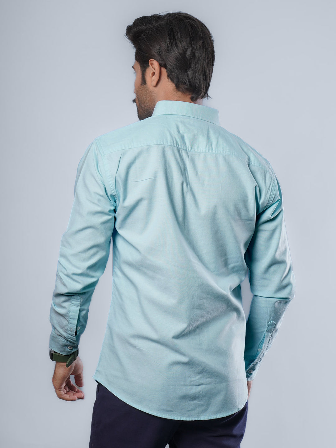 Sea Green Plain Button Down Casual Shirt (CSB-102)