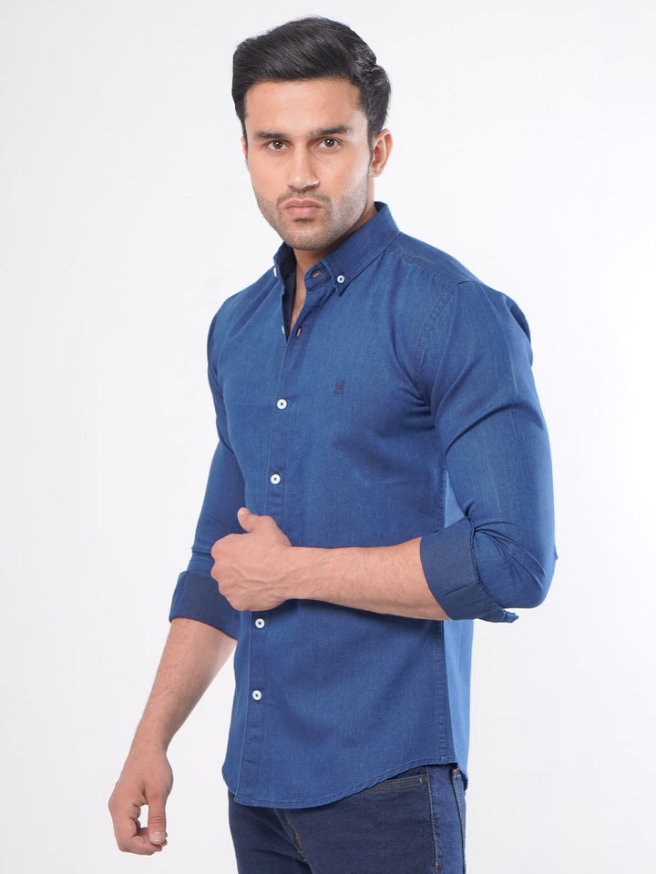 Dark Blue Button Down Denim Casual Shirt (CSD-001)