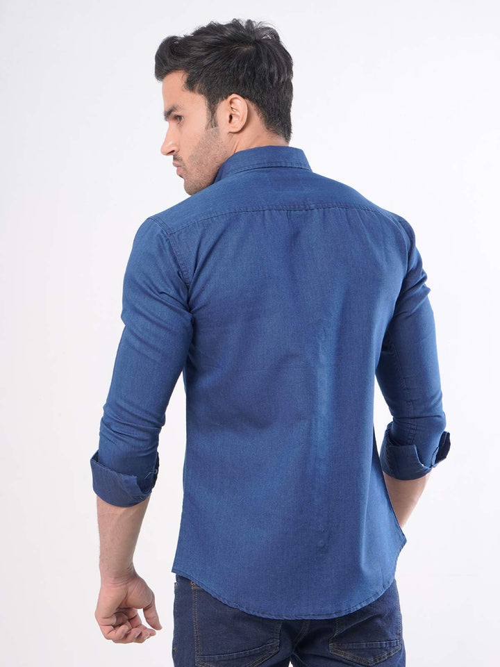 Dark Blue Button Down Denim Casual Shirt (CSD-001)