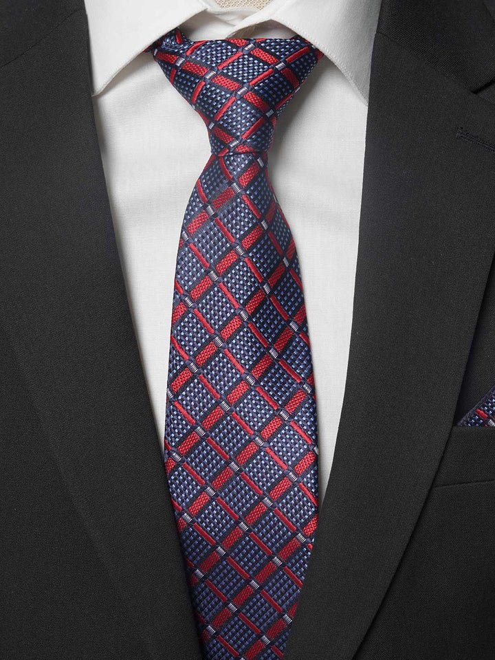 Blue & Red Striped Tie Set (TS-173)