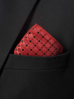 Red With Black Square Dotted Tie Set (TS-178)