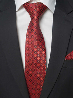 Red With Elegant Design Tie Set (TS-181)