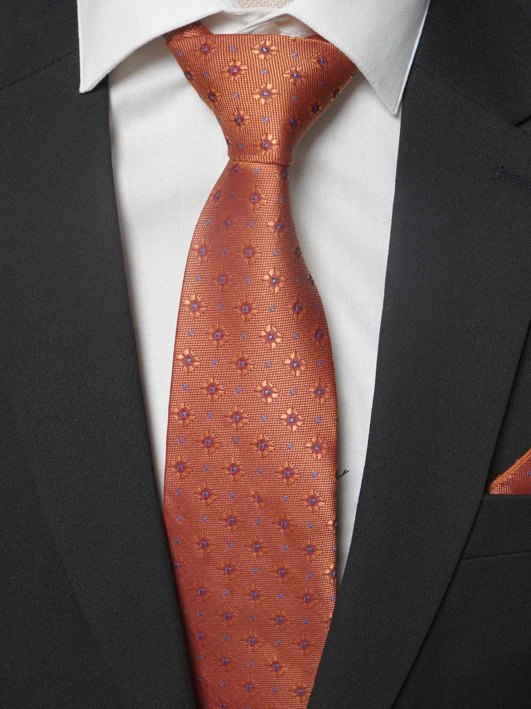 Copper With Blue Square Dotted Tie Set (TS-183)