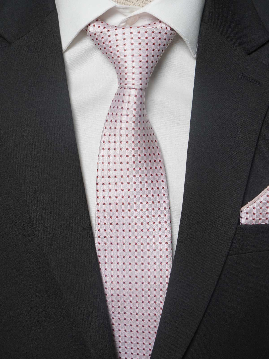 Pink With Dark Red Dotted Tie Set (TS-184)